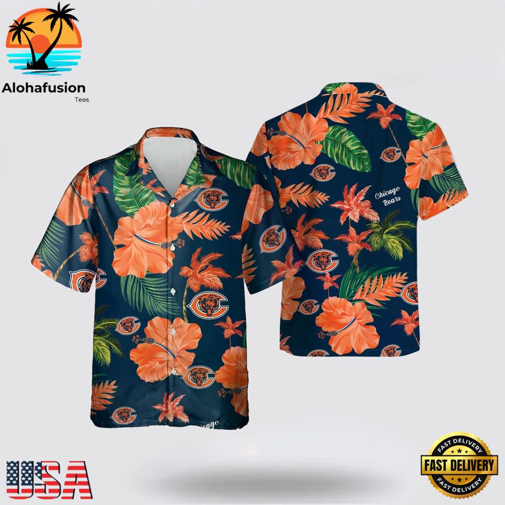 Chicago Bears Football Flowers Hawaiian Shirt