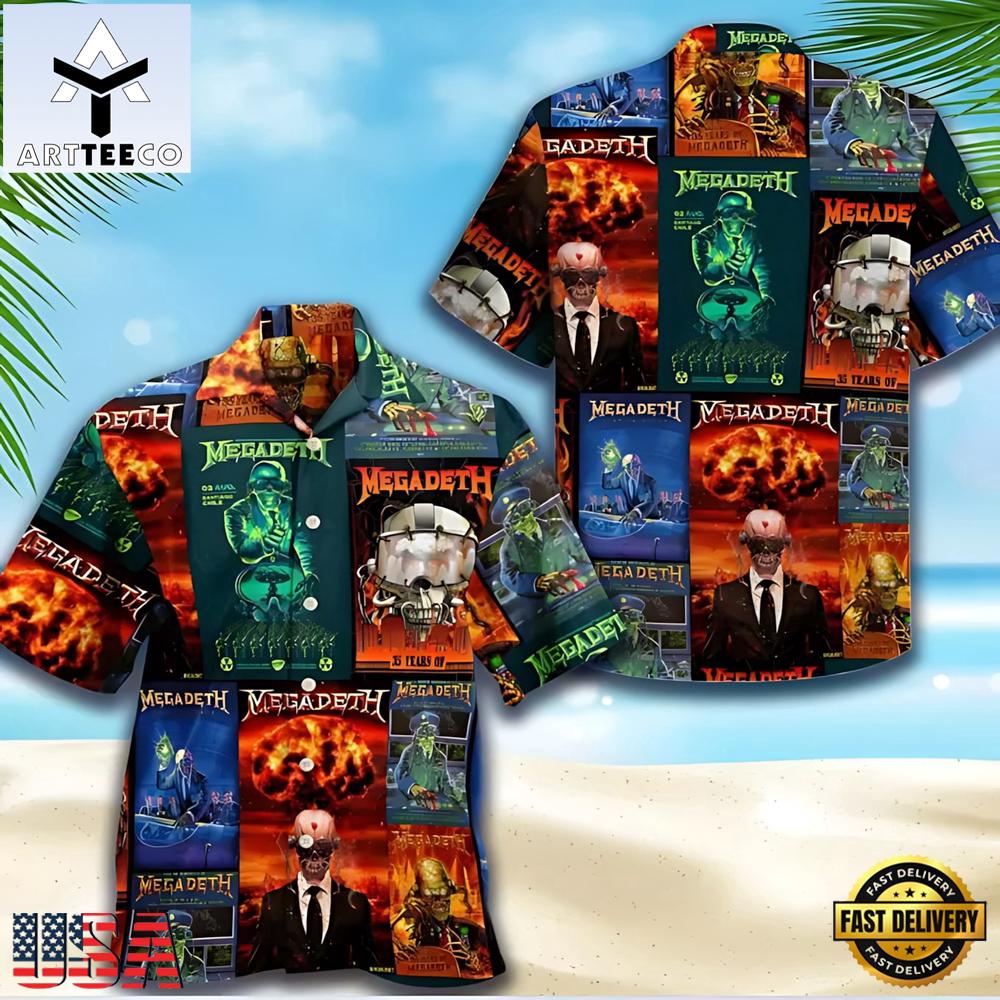 Megadeth Album Art Collage Summer Aloha Hawaiian Shirt