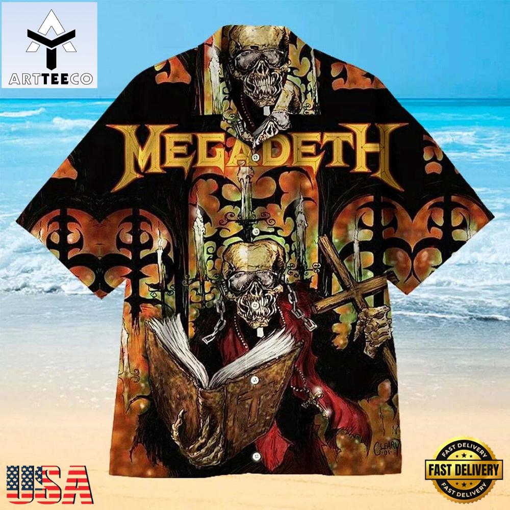 Megadeth Gothic Skull Priest Summer Aloha Hawaiian Shirt