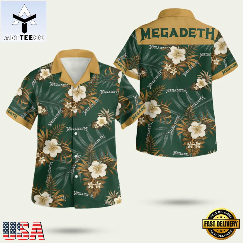Megadeth Green Flower Summer Aloha Hawaiian Shirt