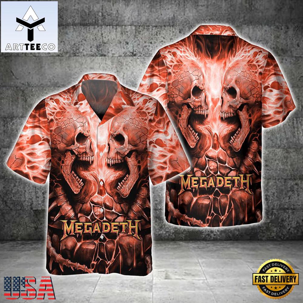 Megadeth Hellfire Skulls Summer Aloha Hawaiian Shirt