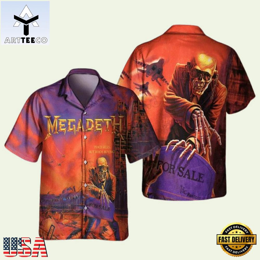 Megadeth Peace Sells But Whos Buying 1986 Summer Aloha Hawaiian Shirt