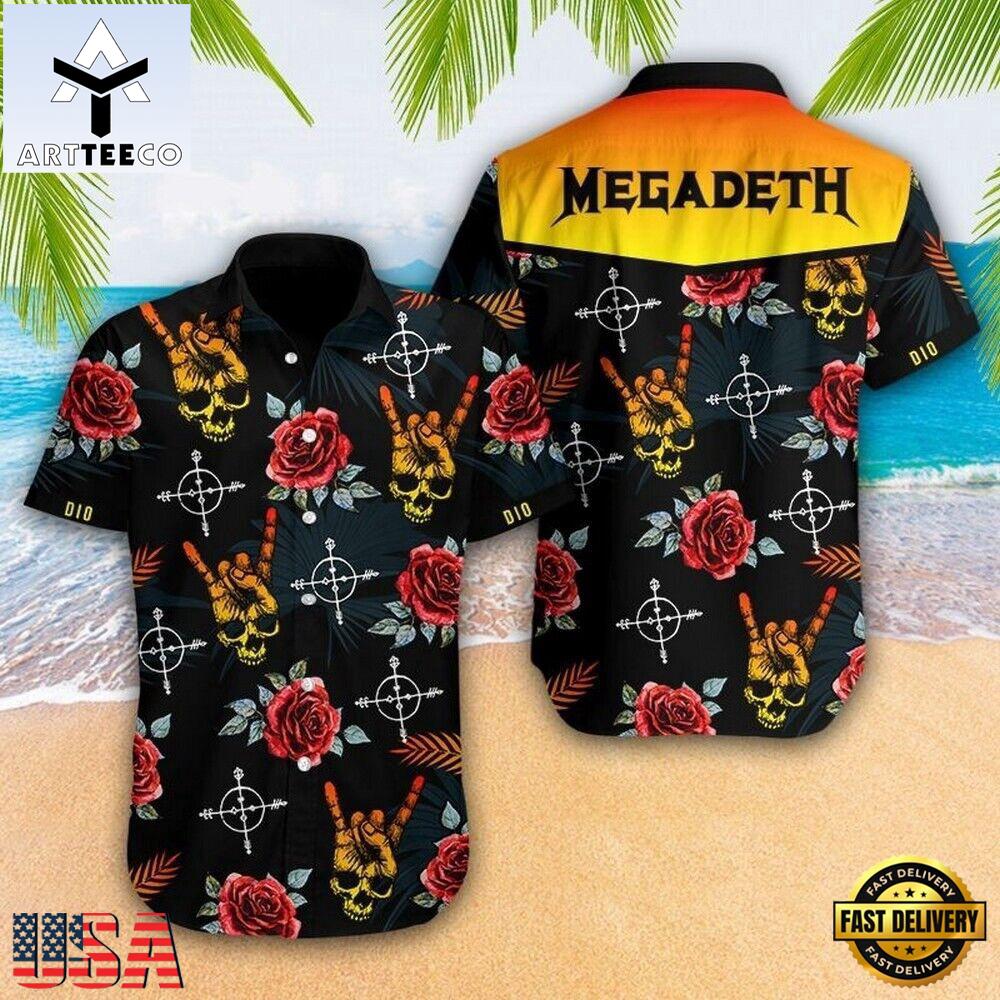 Megadeth Skull Flowers Summer Aloha Hawaiian Shirt