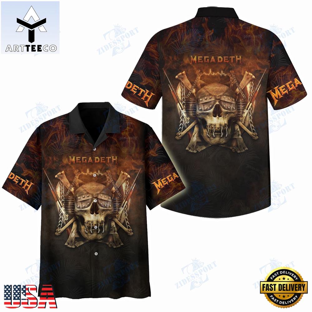 Megadeth Skull Throne Summer Aloha Hawaiian Shirt