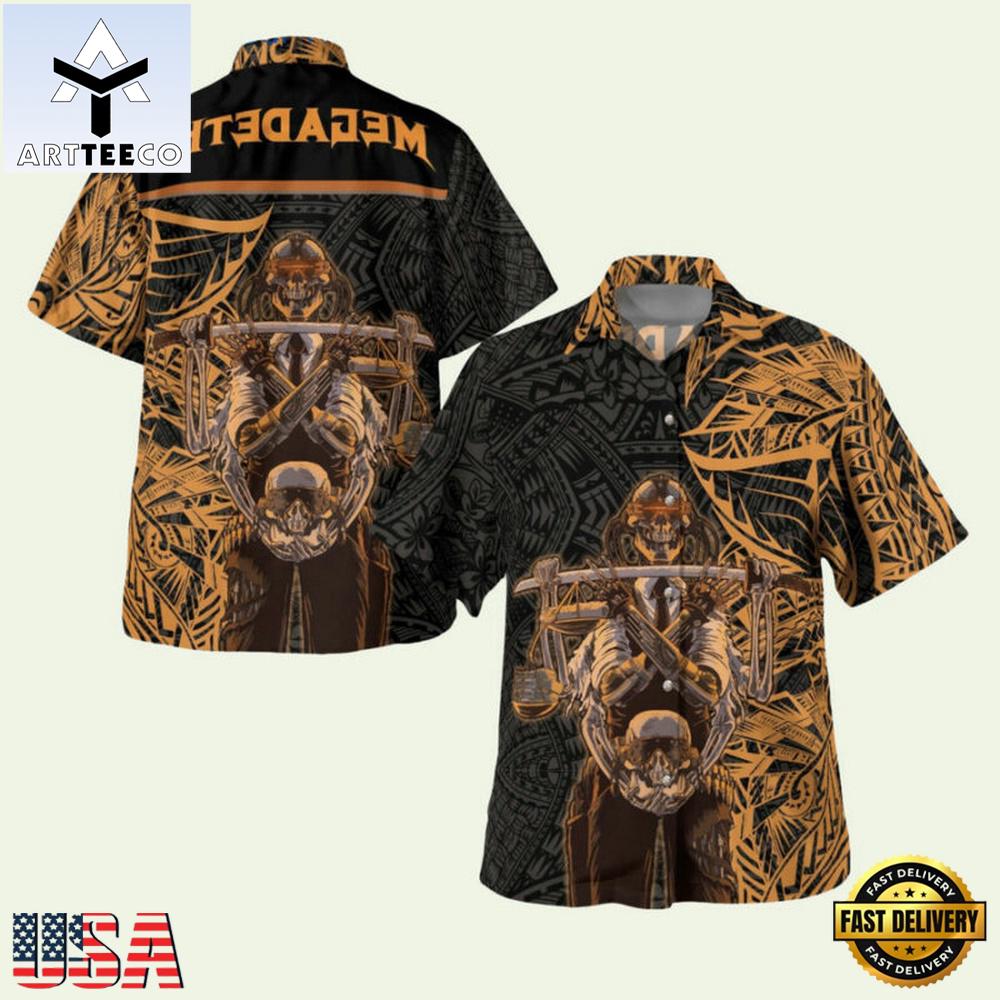 Megadeth Tribal Gold Summer Aloha Hawaiian Shirt