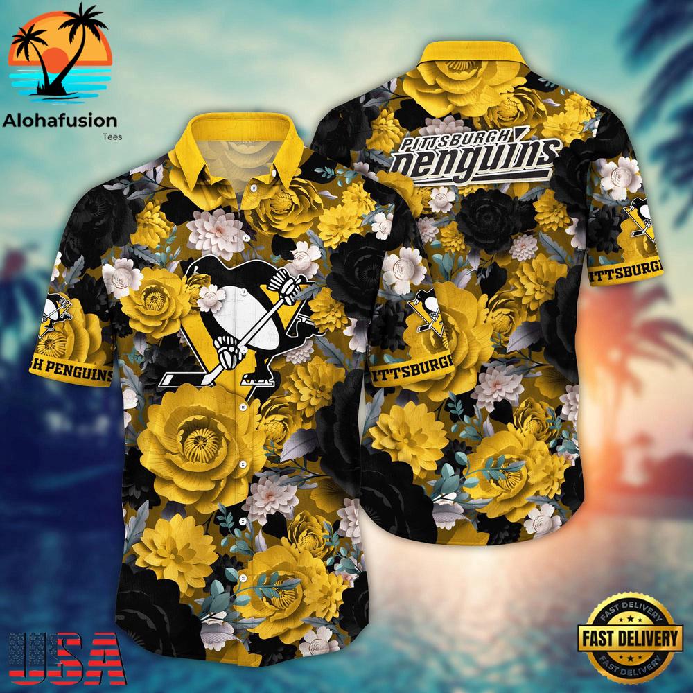Pittsburgh Penguins Bold Bloom Summer Hawaiian Shirt