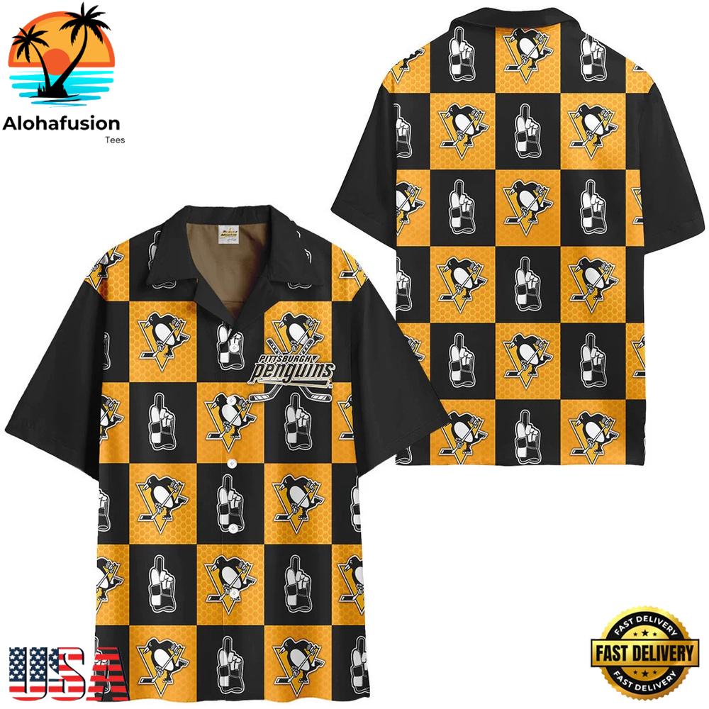 Pittsburgh Penguins Checkerboard Classic Summer Hawaiian Shirt
