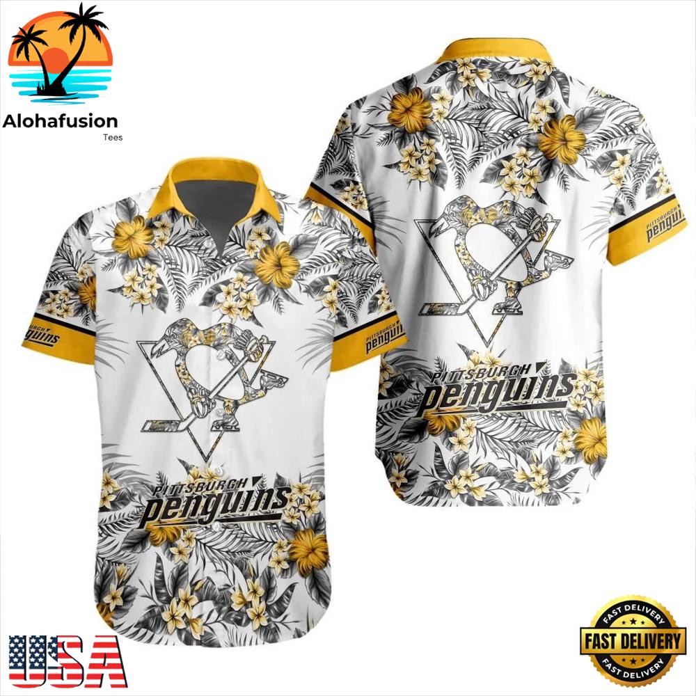 Pittsburgh Penguins Golden Blossom Summer Hawaiian Shirt
