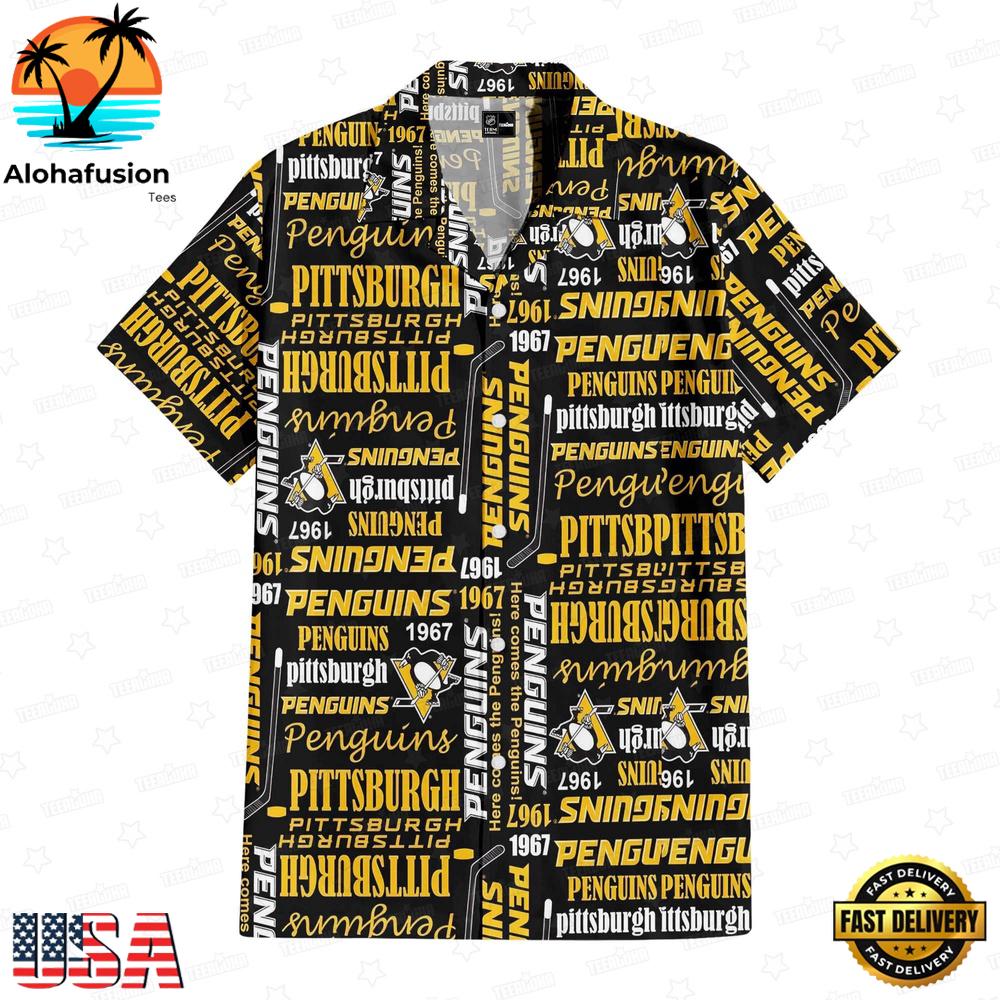 Pittsburgh Penguins Iconic Typography Summer Hawaiian Shirt