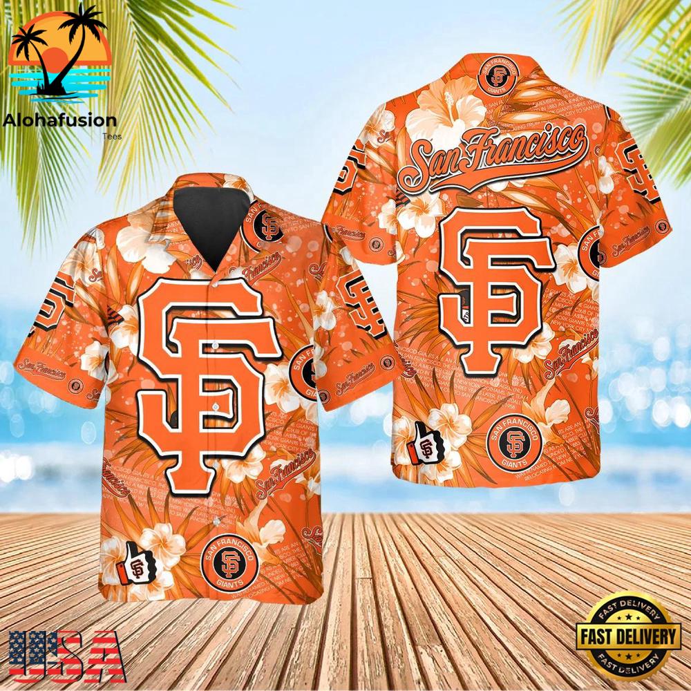 San Francisco Giants Bold Logo Hibiscus Summer Hawaiian Shirt