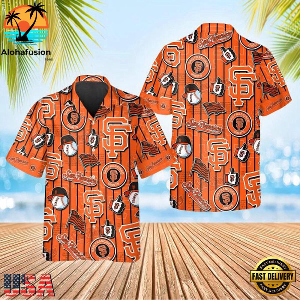 San Francisco Giants Bold Stripe Collage Summer Hawaiian Shirt