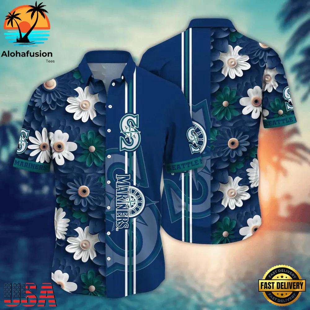 Seattle Mariners Palms & Waves Summer Hawaiian Shirt