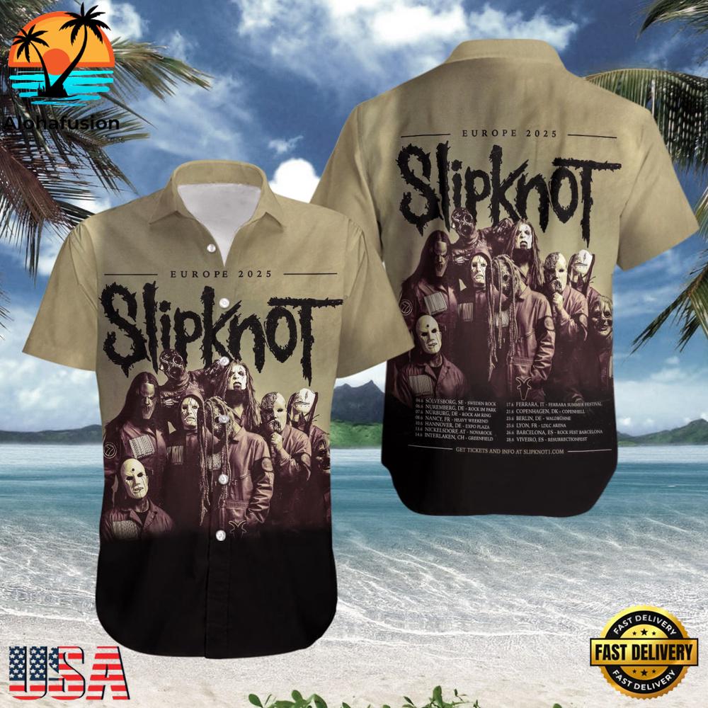 Slipknot Europe Tour 2025 Summer Aloha Hawaiian Shirt
