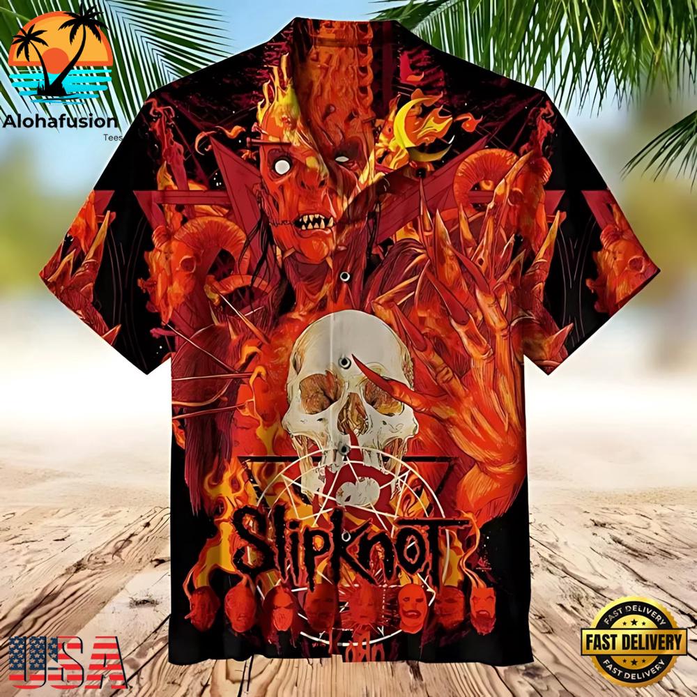 Slipknot Flaming Skull Summer Aloha Hawaiian Shirt