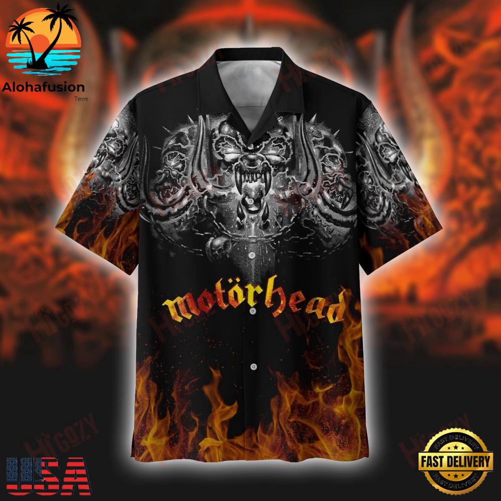 Motorhead Red Fire Summer Aloha Hawaiian Shirt