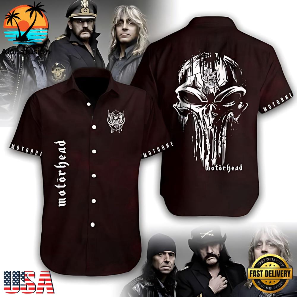 Motorhead Rock Band Skull Emblem Summer Aloha Hawaiian Shirt