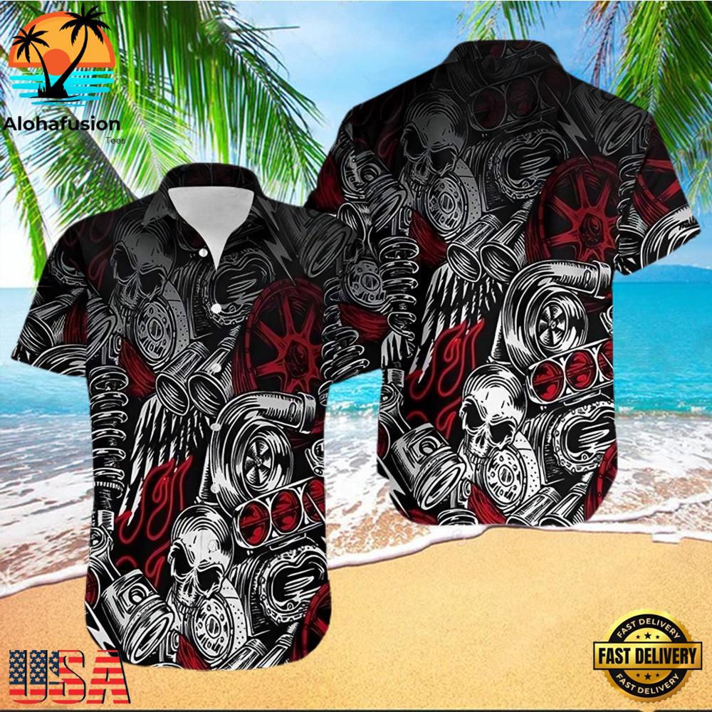 Motorhead Skull theme Summer Aloha Hawaiian Shirt