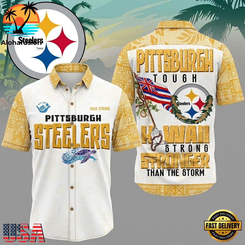 Pittsburgh Steelers Stronger Than The Storm Hawaiian Shirt Tropical Aloha Summer Wear
