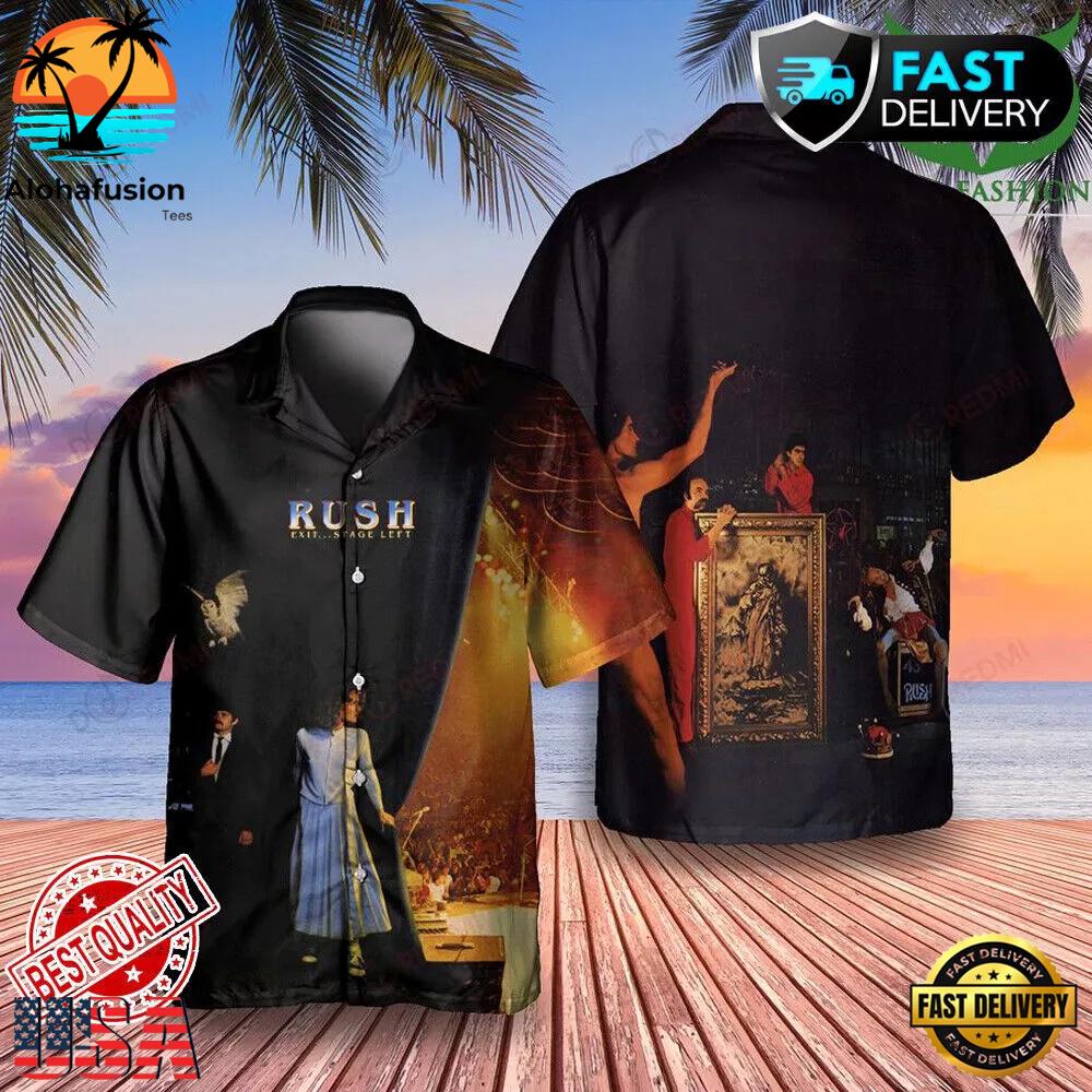 Rush Rock Band Exit Stage Left Summer Aloha Hawaiian Shirt