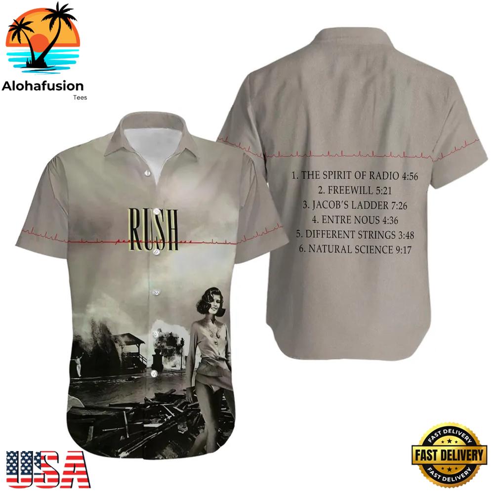 Rush Rock Band Permanent Waves Summer Aloha Hawaiian Shirt