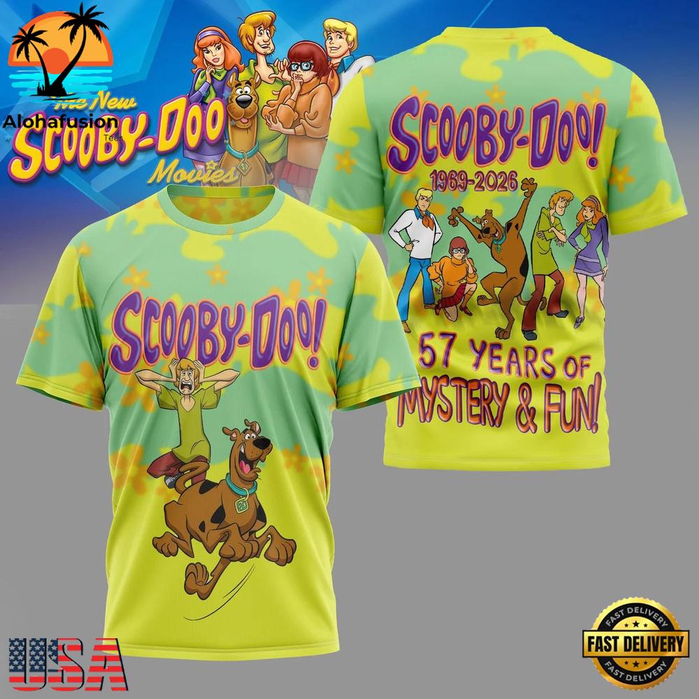 Scooby-Doo 57 Years Mystery Machine Vintage Graphic Hawaiian Shirt