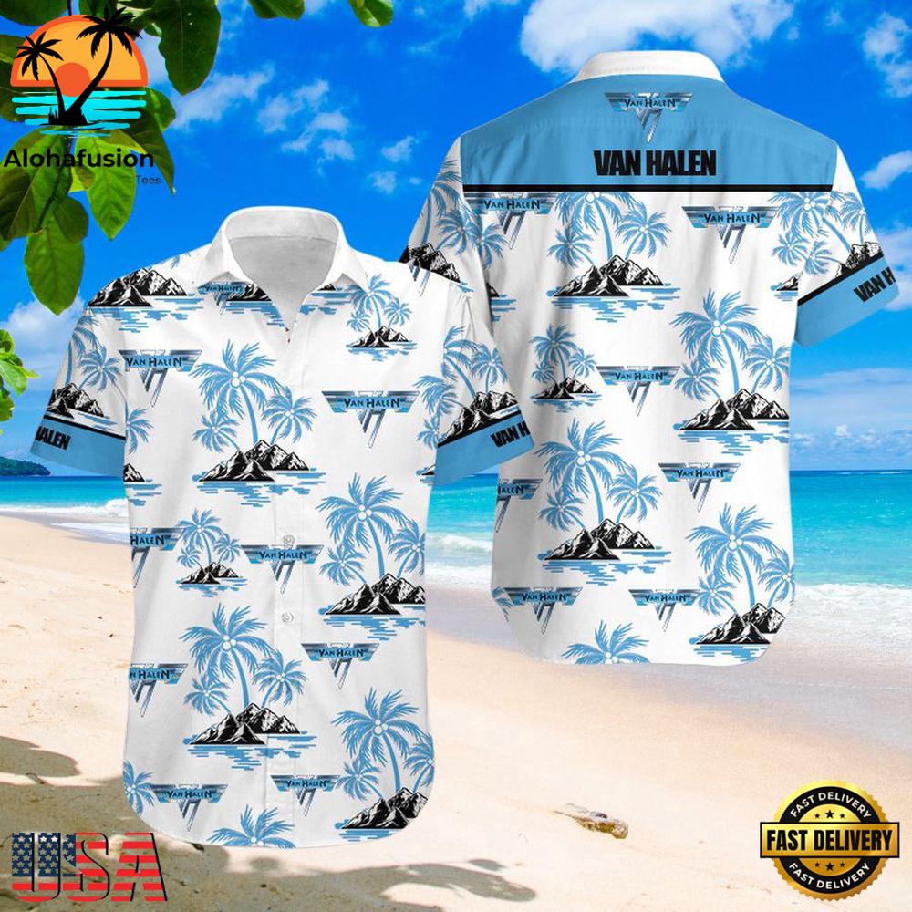 Van Halen Palm Tree Rock Band Summer Hawaiian Shirt